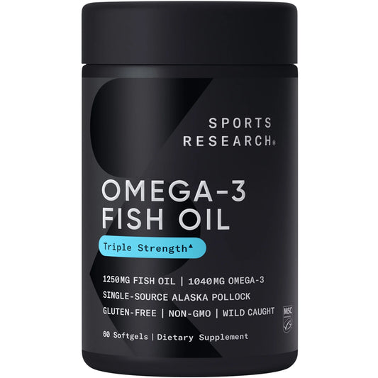 Omega 3 Fish Oil Supplement, Triple Strength 1250Mg Omega 3 Fatty Acids, 60 Softgels