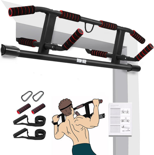 Pull up Bar for Doorway - Pullupbar with 2024 Enhanced Smart Hook Angled Grip Home Gym Exercise Equipment US Patent (Fits Almost All Doors)