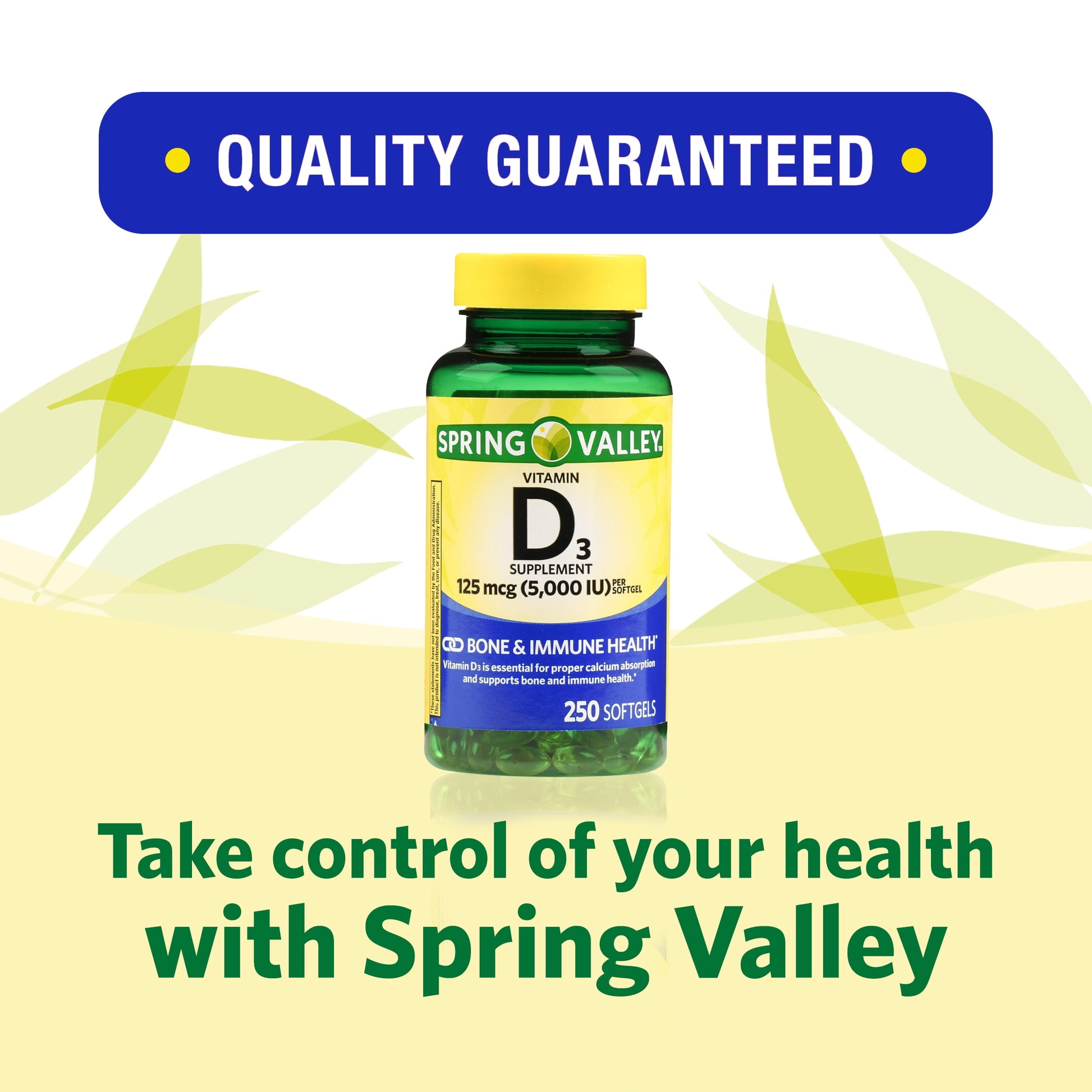 Vitamin D3 Softgels, 125 Mcg per Softgel, 5,000 IU, 250 Count