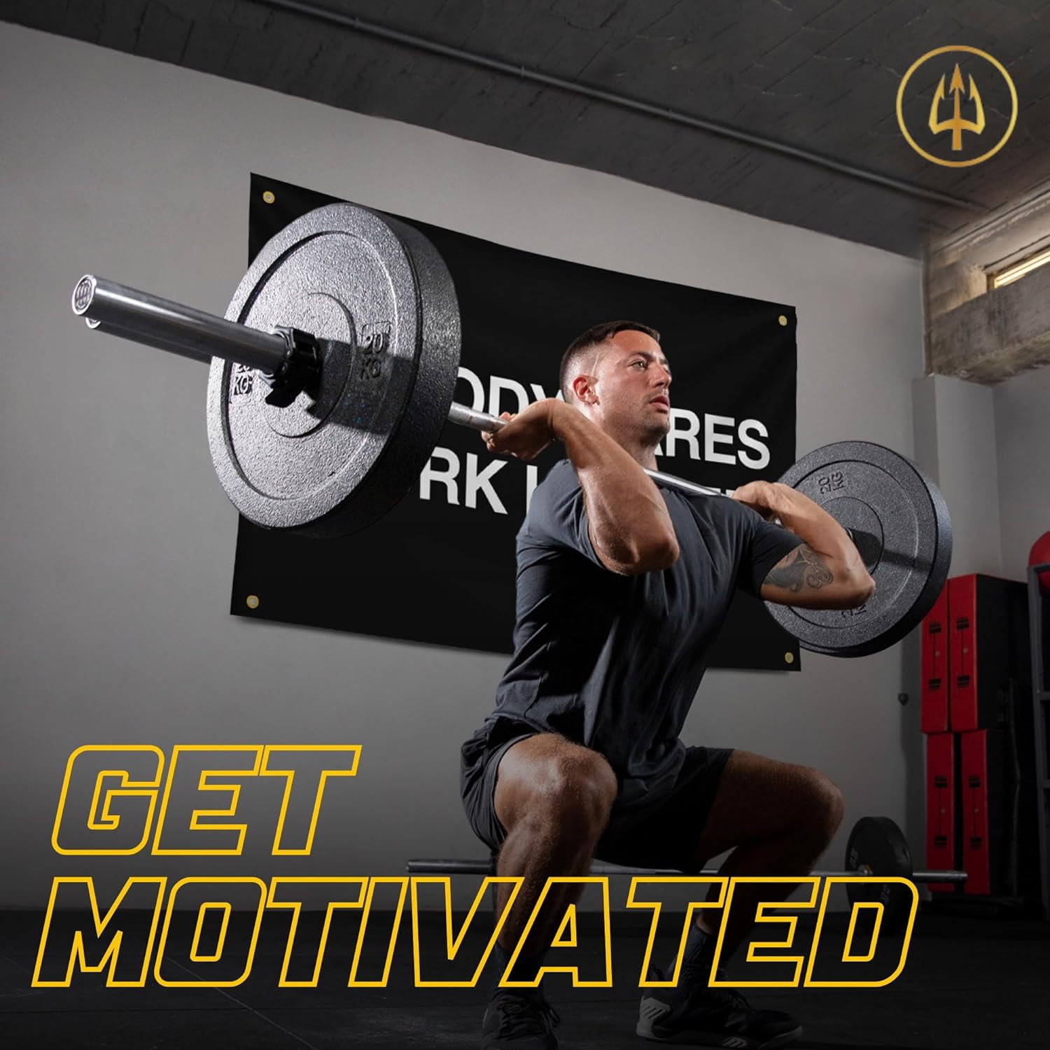 Gold Trident Nobody Cares Motivational Gym Banner