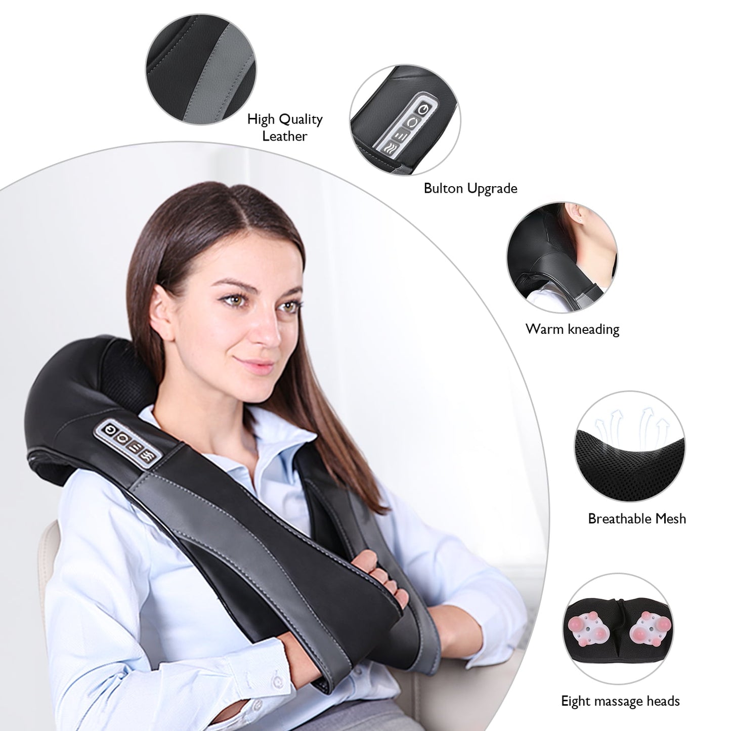 Shiatsu Neck Shoulder Massager Electric Back Massage with Heat Kneading Massage for Shoulder, Legs, Use in Office and Home