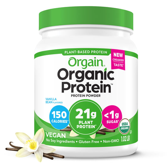 Organic Vegan 21G Protein Powder, Plant Based, Vanilla Bean 1.02Lb