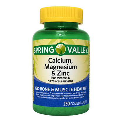 Calcium, Magnesium & Zinc plus Vitamin D3 Coated Caplets, 250 Count