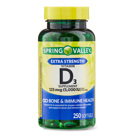 Vitamin D3 Softgels, 125 Mcg per Softgel, 5,000 IU, 250 Count