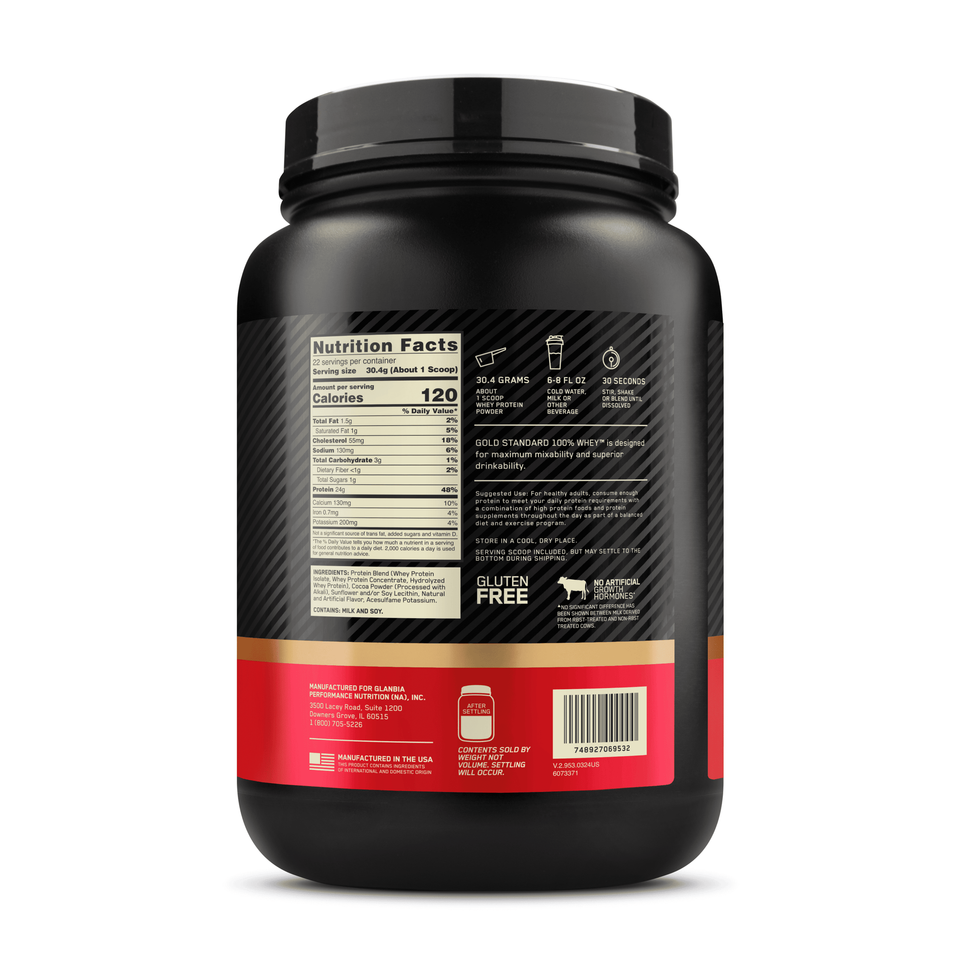 Gold Standard 100% Whey Protein Powder, Double Rich Chocolate 1.5Lb Tub