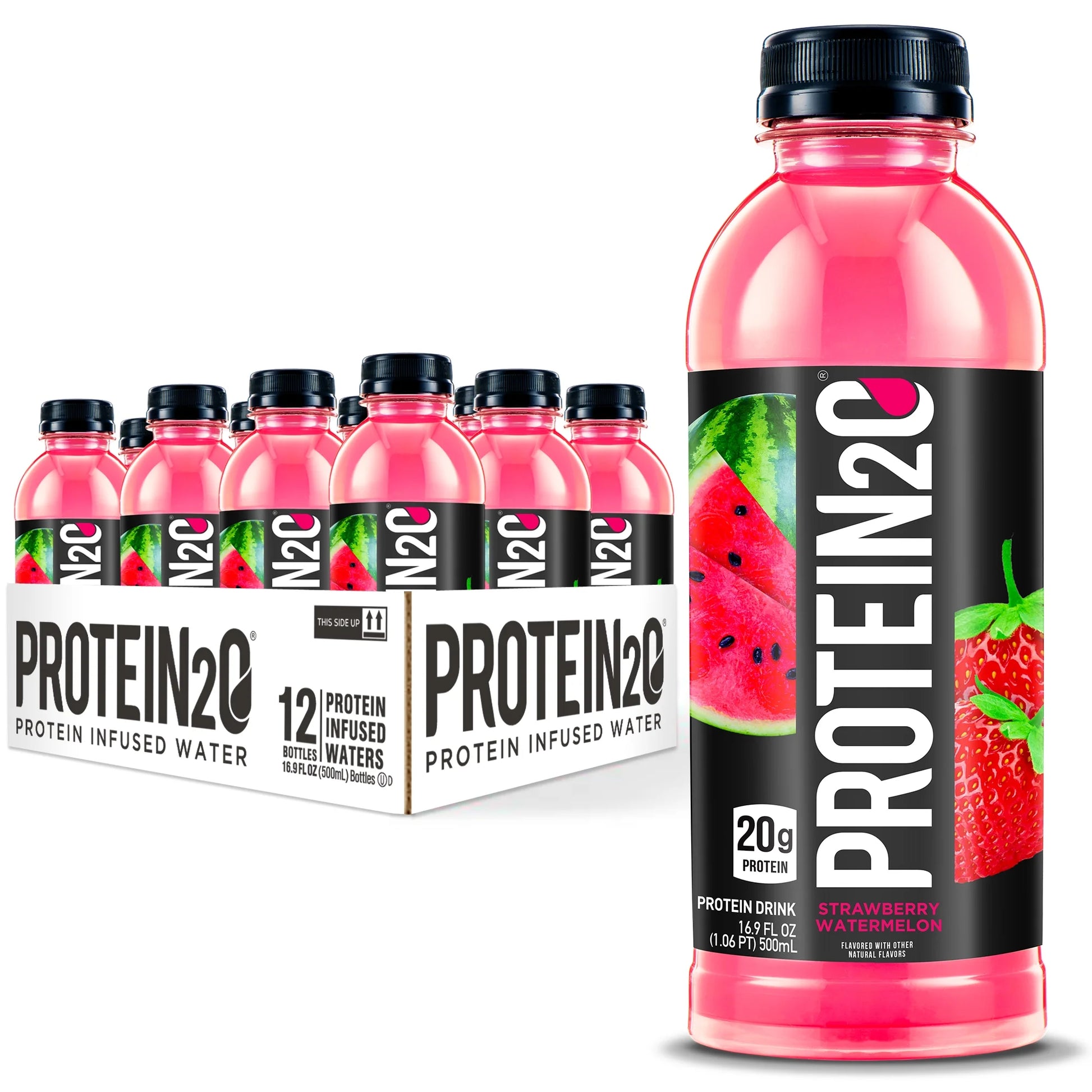 20G Whey Protein Infused Water +Electrolytes, Strawberry Watermelon, 16.9 Fl Oz (12-Pack)